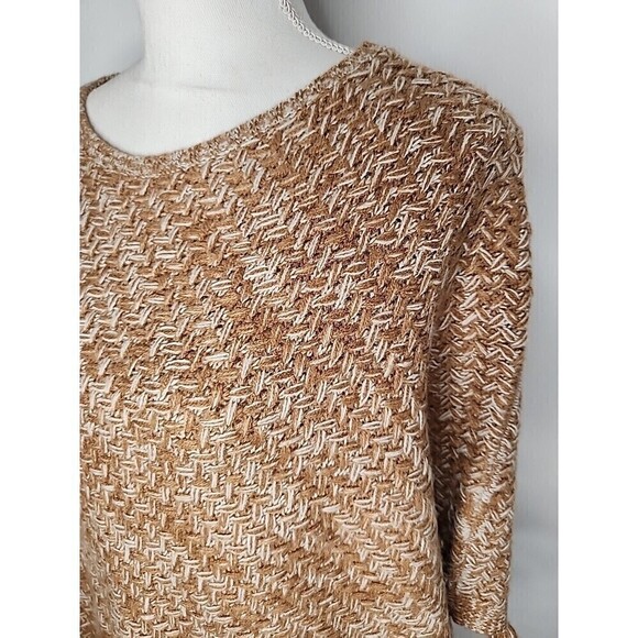 Style & Co Poncho Camel Tan & Ivory Fringed Small - Medium - Picture 3 of 10